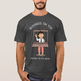 Zakelijk aan de top, pyjama aan de onderkant t-shirt