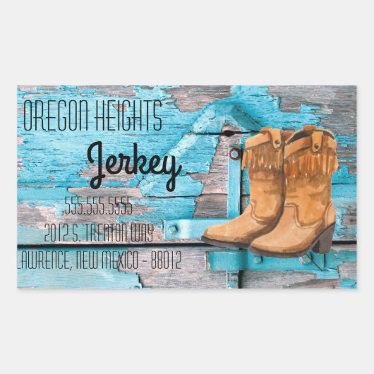 Zakelijk adres Stickers Blue Wood Barn Door Boot (Voorkant)