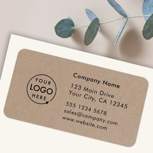 Zakelijk adreslabel | Rustic Kraft-logo sticker