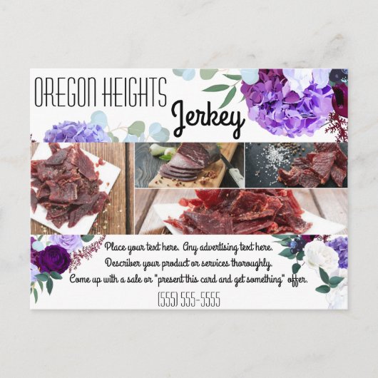 Zakelijk Adverteren Kaart Lavendel Hibiscus op Wh (Voorkant)