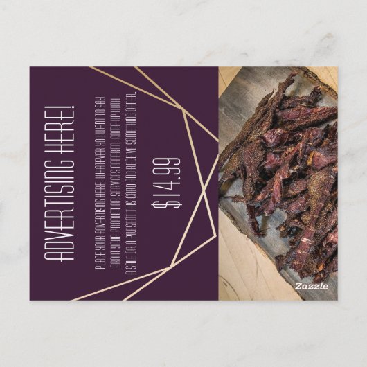 Zakelijk Adverteren Kaart Plum Paarse Rozen Goud (Achterkant)