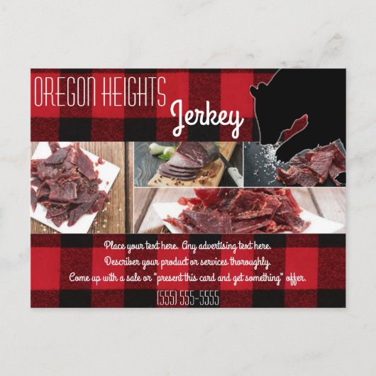 Zakelijk Adverteren Kaart Red Buffalo Plaid Beer (Voorkant)