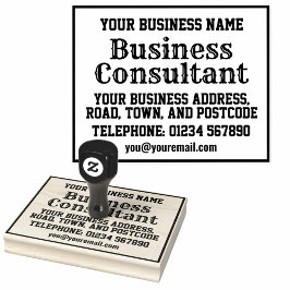 Zakelijk adviseur met naam, adres, enz rubberstempel