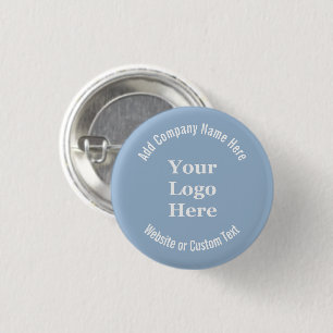 Zakelijk babyblauw en wit tekstlogo merk ronde button 3,2 cm
