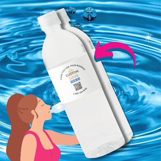 Zakelijk Bedankt Aangepast Logo QR Code Waterfles Etiket