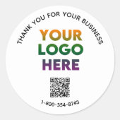 Zakelijk Bedankt Aangepaste Logo QR Code Classic R Ronde Sticker (Voorkant)