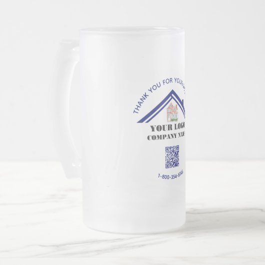 Zakelijk bedankt Aangepaste Logo QR-code Matglas Bierpul (Voorkant links)