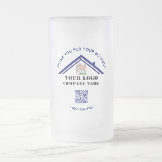 Zakelijk bedankt Aangepaste Logo QR-code Matglas Bierpul (Center)