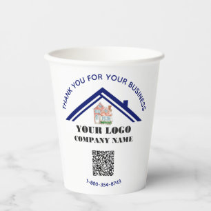 Zakelijk bedankt Aangepaste Logo QR-code Papieren Bekers