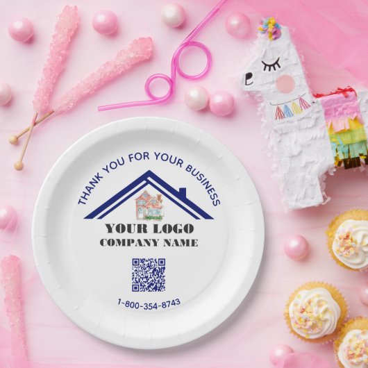 Zakelijk bedankt Aangepaste Logo QR-code Papieren Bordje (Feest)