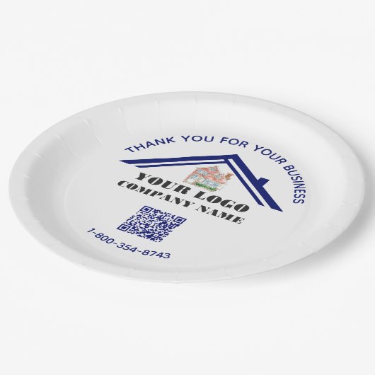 Zakelijk bedankt Aangepaste Logo QR-code Papieren Bordje (Gekanteld)