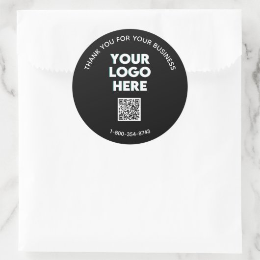 Zakelijk bedankt Aangepaste Logo QR-code Ronde Sticker (Tas)
