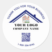 Zakelijk bedankt Aangepaste Logo QR-code Ronde Sticker (Voorkant)