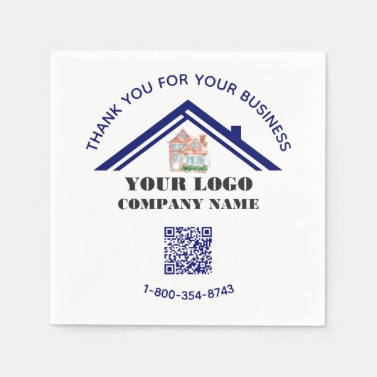 Zakelijk bedankt Aangepaste Logo QR-code Servet (Voorkant)