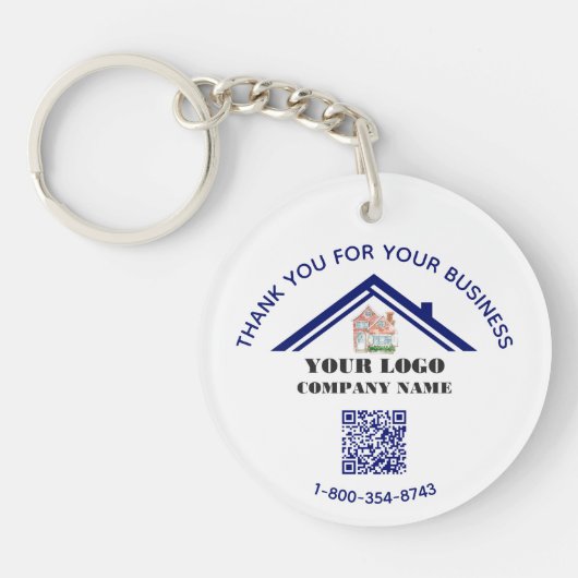 Zakelijk bedankt Aangepaste Logo QR-code Sleutelhanger (Voorkant)