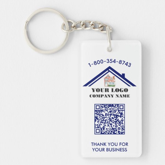 Zakelijk bedankt Aangepaste Logo QR-code Sleutelhanger (Voorkant)