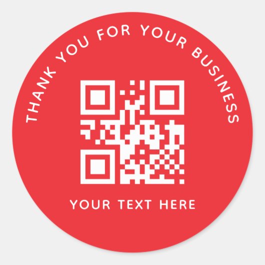 Zakelijk Bedankt Aangepaste QR-code Rood Ronde Sticker (Voorkant)