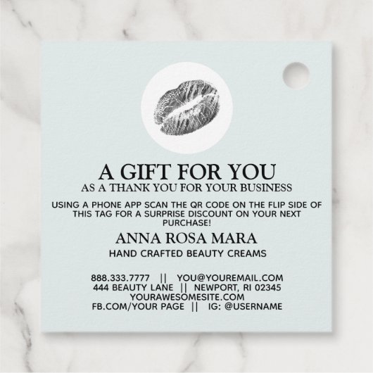 *~* Zakelijk Bedankt Barcode QR Mint Cadeaubijslui Bedankjes Labels (Achterkant)