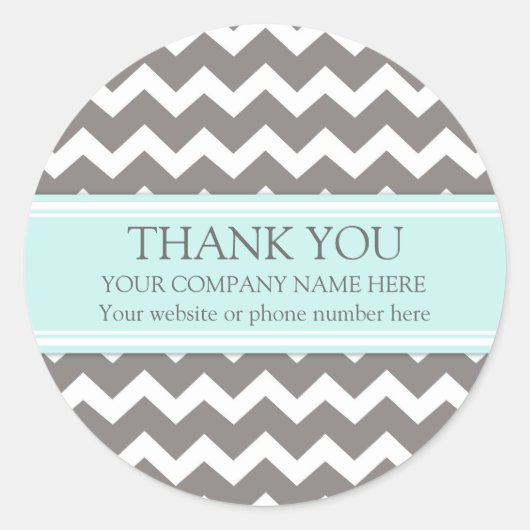 Zakelijk bedankt Bedrijf Aqua Gray Chevron Ronde Sticker (Voorkant)
