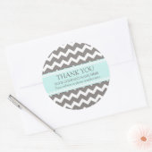 Zakelijk bedankt Bedrijf Aqua Gray Chevron Ronde Sticker (Envelop)