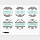 Zakelijk bedankt Bedrijf Aqua Gray Chevron Ronde Sticker (Vel)
