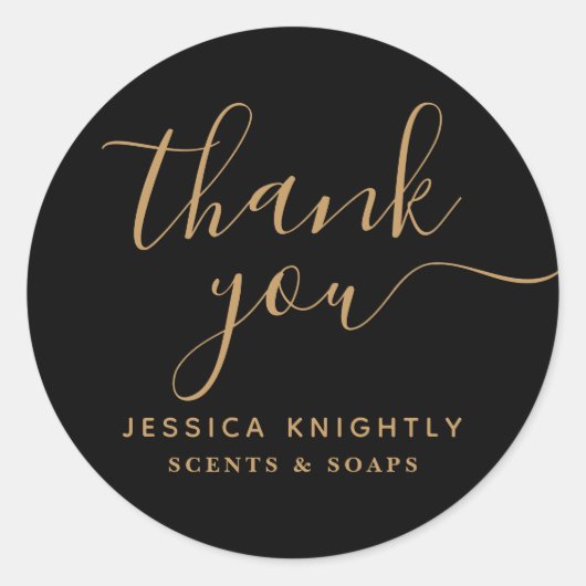 Zakelijk Bedankt Black Gold Elegant Script Ronde Sticker (Voorkant)