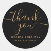 Zakelijk Bedankt Black Gold Elegant Script Ronde Sticker (Voorkant)