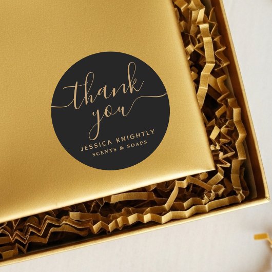 Zakelijk Bedankt Black Gold Elegant Script Ronde Sticker
