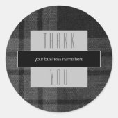 Zakelijk Bedankt Black Plaid Ronde Sticker (Voorkant)
