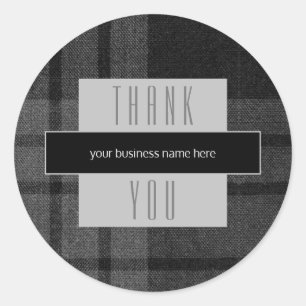 Zakelijk Bedankt Black Plaid Ronde Sticker