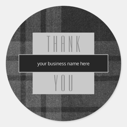 Zakelijk Bedankt Black Plaid Ronde Sticker (Voorkant)