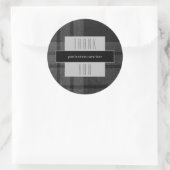 Zakelijk Bedankt Black Plaid Ronde Sticker (Tas)