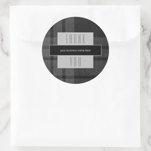 Zakelijk Bedankt Black Plaid Ronde Sticker (Tas)