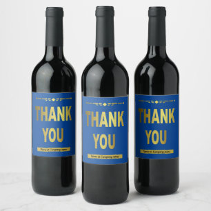Zakelijk Bedankt Blauwe Typografie Wijn Etiket