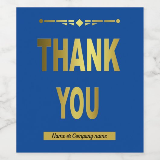Zakelijk Bedankt Blauwe Typografie Wijn Etiket (Enkel label)
