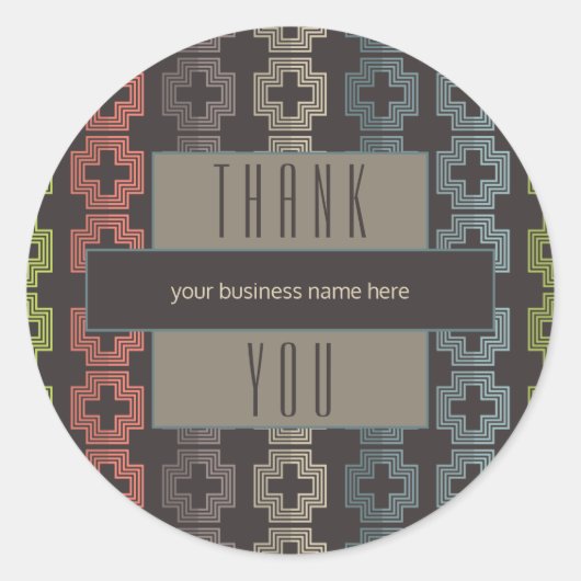 Zakelijk Bedankt Bruin Kleurrijke Geometrische Ronde Sticker (Voorkant)
