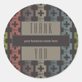 Zakelijk Bedankt Bruin Kleurrijke Geometrische Ronde Sticker