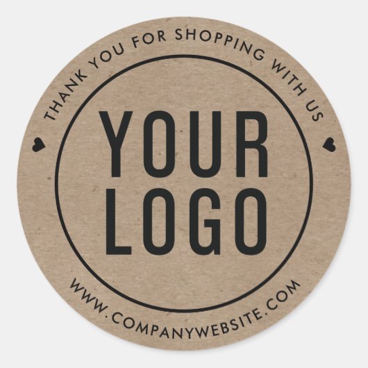 Zakelijk Bedankt Custom Logo Kraft Paper Ronde Sticker (Voorkant)