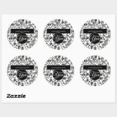 Zakelijk Bedankt Doodle Curls Zwart en Wit Ronde Sticker (Vel)