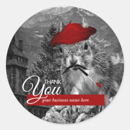 Zakelijk Bedankt Funny Squirrel Artist Ronde Sticker