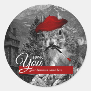Zakelijk Bedankt Funny Squirrel Artist Ronde Sticker
