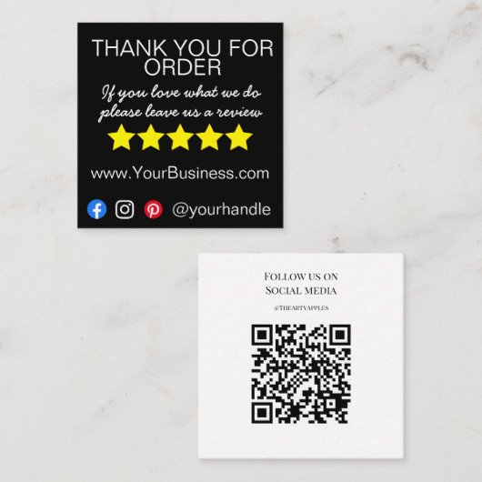 Zakelijk bedankt Je hebt de moderne verpakking gep Vierkante Visitekaartje (Voorkant / Achterkant)