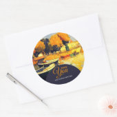Zakelijk Bedankt Kleurrijke Island Boat Painting Ronde Sticker (Envelop)