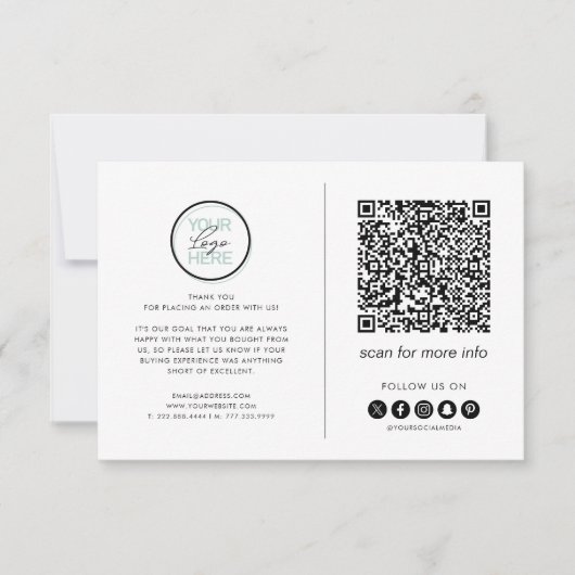 Zakelijk Bedankt – Logo, QR Code & Sociale Media (Voorkant)
