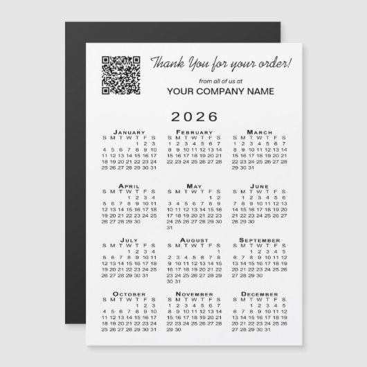Zakelijk Bedankt QR-code 2026 Kalendermagneet (Voorkant / Achterkant)