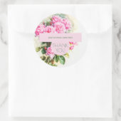 Zakelijk Bedankt  Roze Rozen Ronde Sticker (Tas)