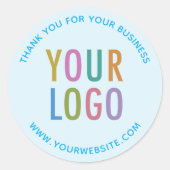Zakelijk Bedankt Stickers Custom Logo Light Blue (Voorkant)