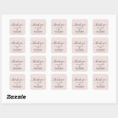 Zakelijk bedankt voor je bestelling Girly Blush Pi Vierkante Sticker (Vel)