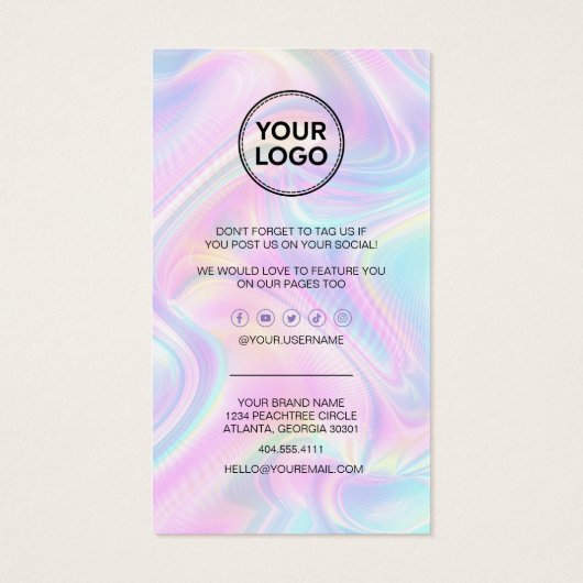 Zakelijk bedankt voor je Discount Code Card Hologr Visitekaartje (Achterkant)