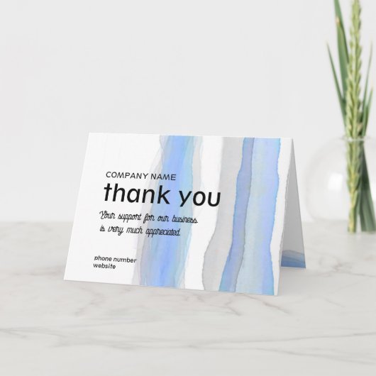 Zakelijk Bedankt waterverf Strepen Blauw Grijs (Voorkant)